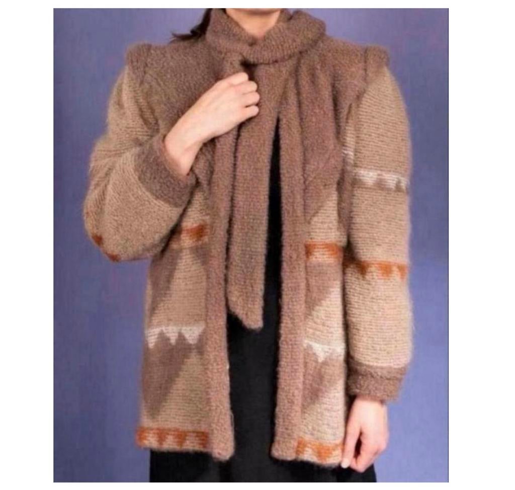 Escada Mohair Jacket vintage trendy Coat CARDIGAN western, Bruin, Maat 42/44 (L), Ophalen of Verzenden, Zo goed als nieuw