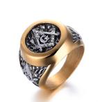 Verschillende vrijmetselaars ringen., Ophalen of Verzenden, Nieuw, Goud, Met kristal
