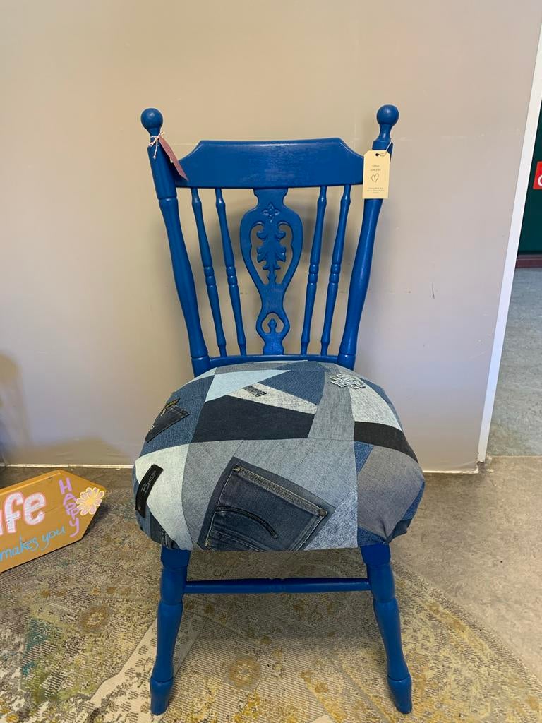 Unieke vintage jeans stoel, Ophalen