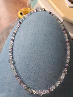 Ketting bergkristal met fluoriet geslepen oog echt zilver, Ophalen of Verzenden, Zo goed als nieuw, Zilver, Zilver