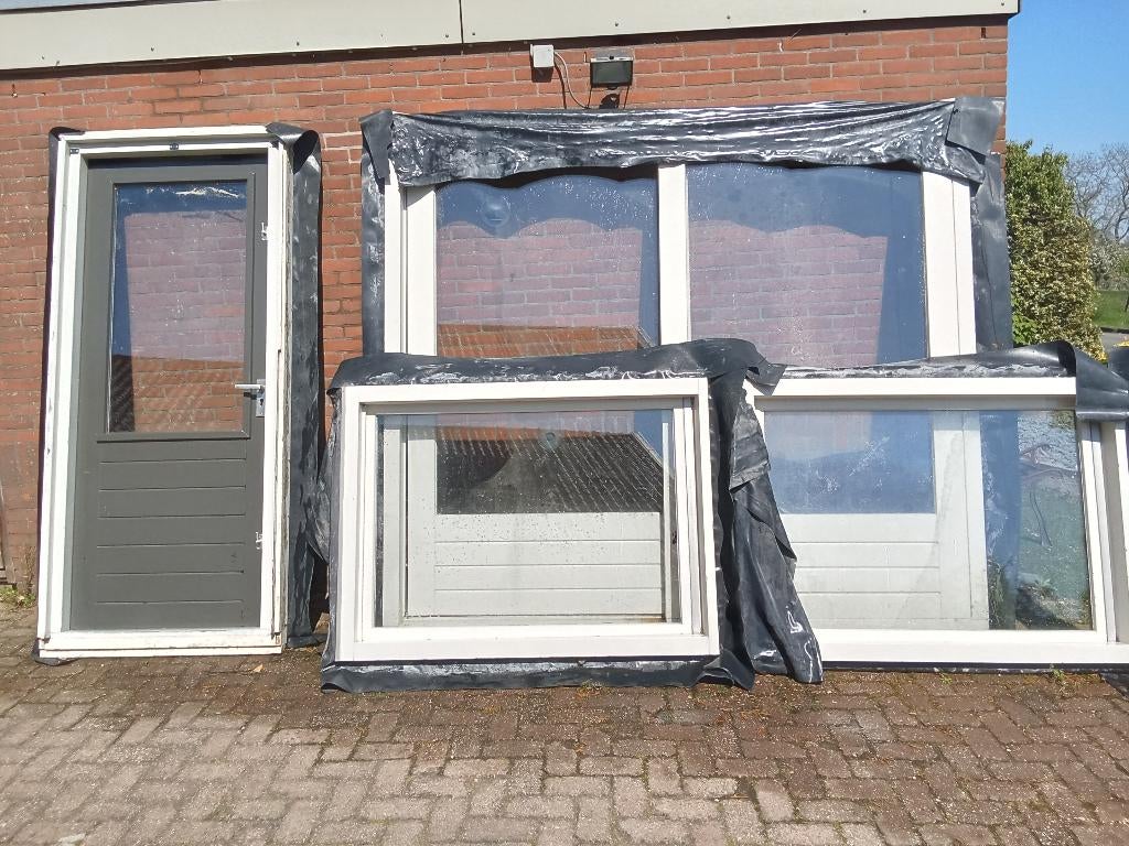 Schuifpui, ramen, deur., Doe-het-zelf en Verbouw, Kozijnen en Schuifpuien, Ophalen, Gebruikt, 225 cm of meer, Inclusief glas