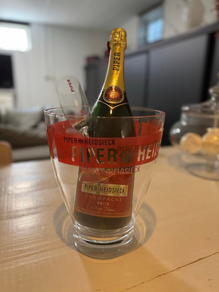 Piper-Heidsieck Champagne Koeler, Dummy Fles & Glas, Flessenkoeler, Gebruikt, Kunststof, Ophalen of Verzenden