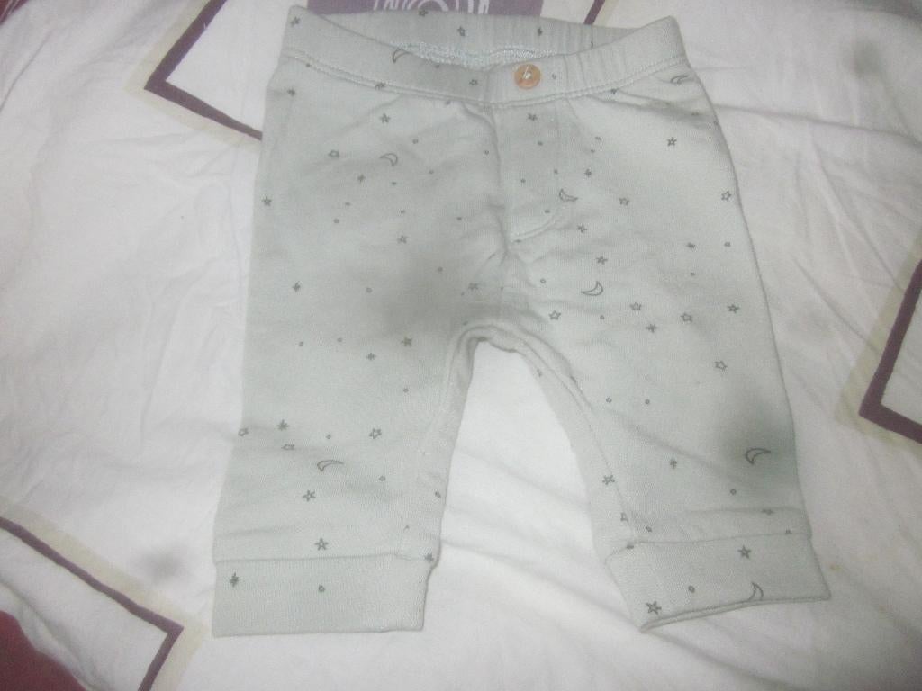 Lichtgrs/antraciet prematuur broekje sterretjes/maantjes 44, Kinderen en Baby's, Babykleding | Prematuur, Broekje, Nieuw, Ophalen of Verzenden