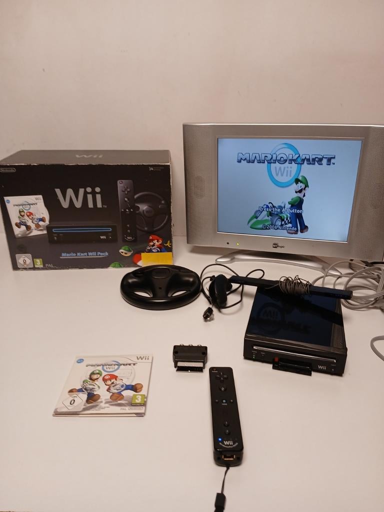 Nintendo wii mariokart pack met doos, Ophalen of Verzenden, Met 1 controller