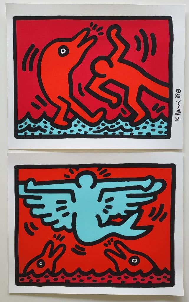 Keith Haring - Pop Shop V - Zeefdruk, Antiek en Kunst, Verzenden
