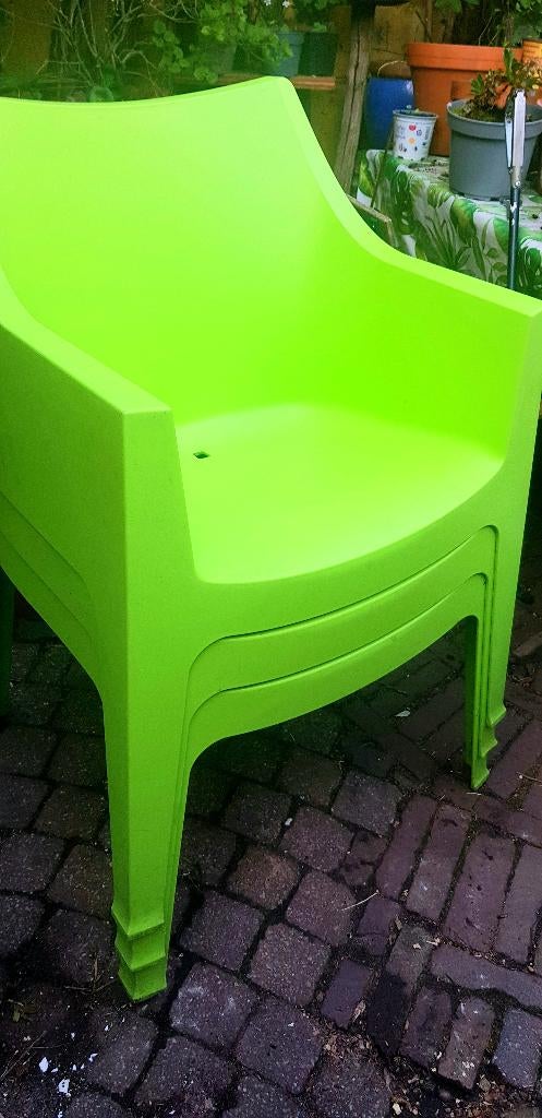 Scab type Coccolona Italiaans Design tuinstoelen frisgroen, Ophalen, Gebruikt, Kunststof, Stapelbaar