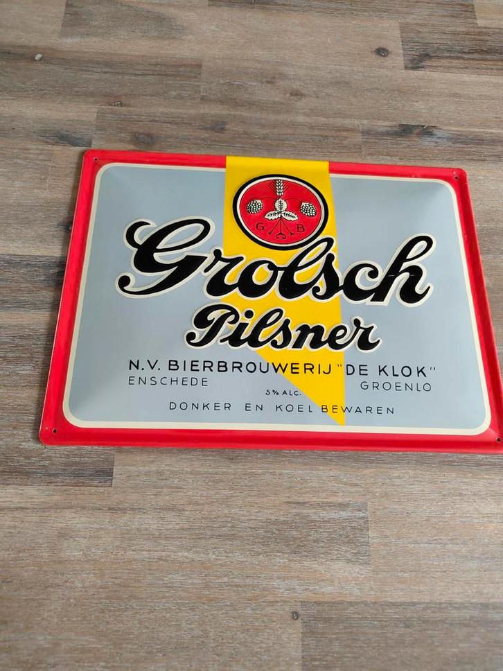 Grolsch Pilsner  reclamebord, Verzamelen, Biermerken, Reclamebord, Plaat of Schild, Grolsch, Ophalen of Verzenden