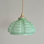 Vintage Franse Glazen Hanglamp – Mintgroen | E27 |, Huis en Inrichting, Lampen | Hanglampen, ., Vintage, Ophalen of Verzenden
