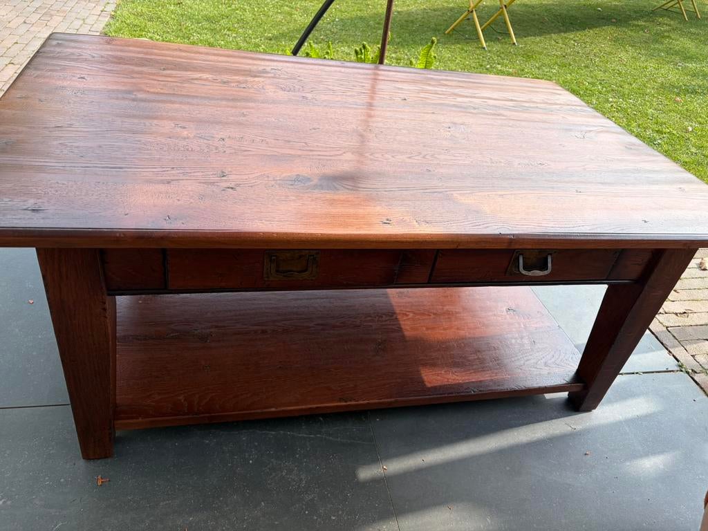 Salontafel donker eiken, Huis en Inrichting, Tafels | Salontafels, Ophalen, 100 tot 150 cm, 50 tot 100 cm, Zo goed als nieuw