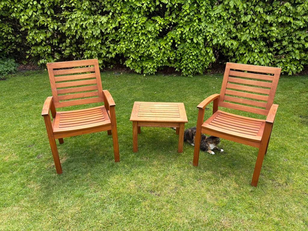 Gloster tuinstoelen + tafeltje, Ophalen, Zo goed als nieuw, Teakhout