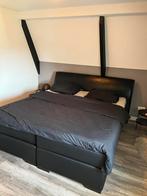 Tweepersoons bed boxspring180x200 leer, Ophalen, Overige materialen, Gebruikt, Zwart