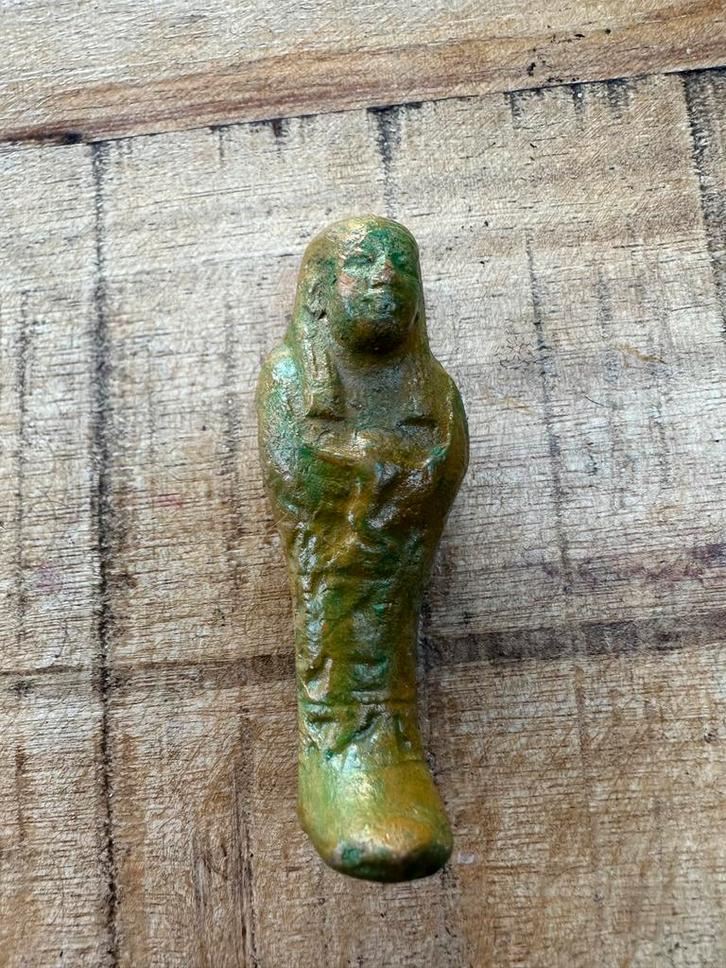 Egyptisch Ushabti beeldje - Groen/Goud, Verzamelen, Beelden en Beeldjes, Gebruikt, Overige typen, Ophalen of Verzenden