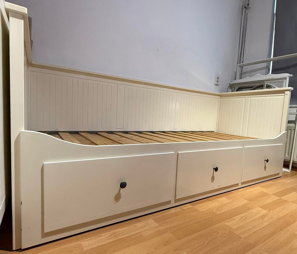 Te Koop Ikea Hemnes bed/bank, Ophalen, Gebruikt, Wit, Tweepersoons
