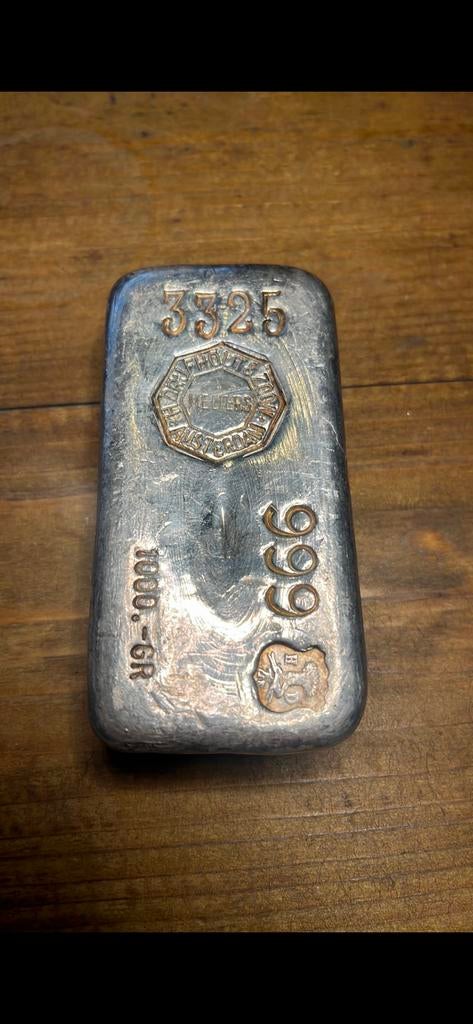 Vintage 1 kg zilverbaar 999 fijn - Drijfhout, Ophalen of Verzenden, Zilver