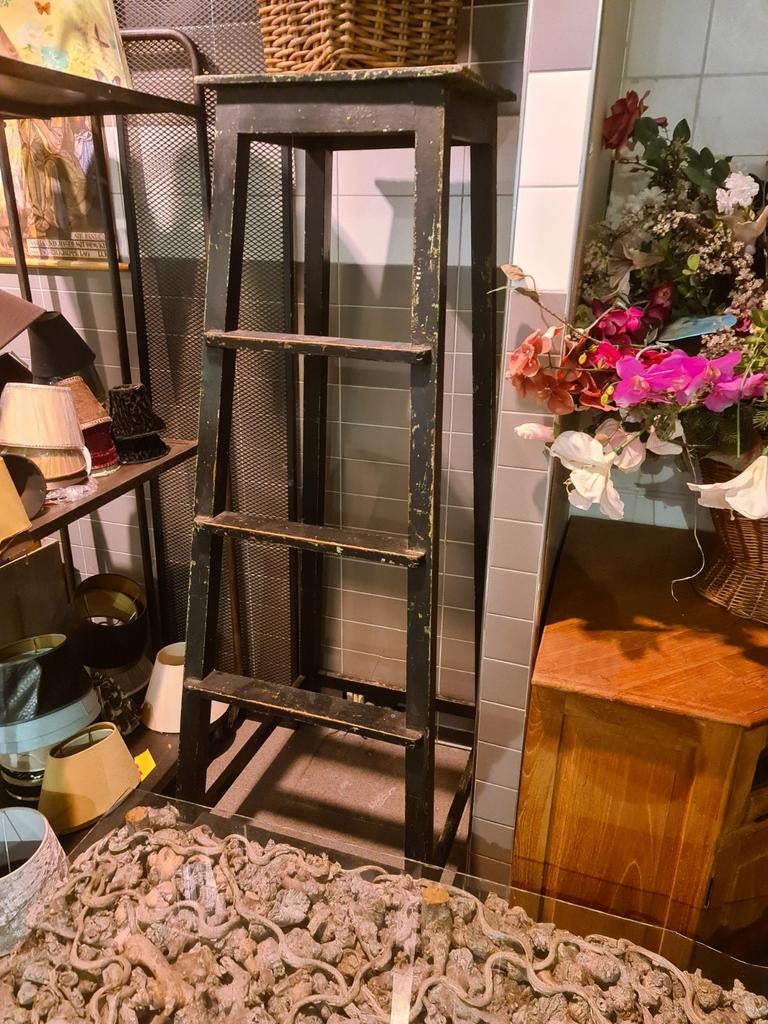 Landelijke brocante oude trap 167cm hout €120, Antiek en Kunst, Ophalen