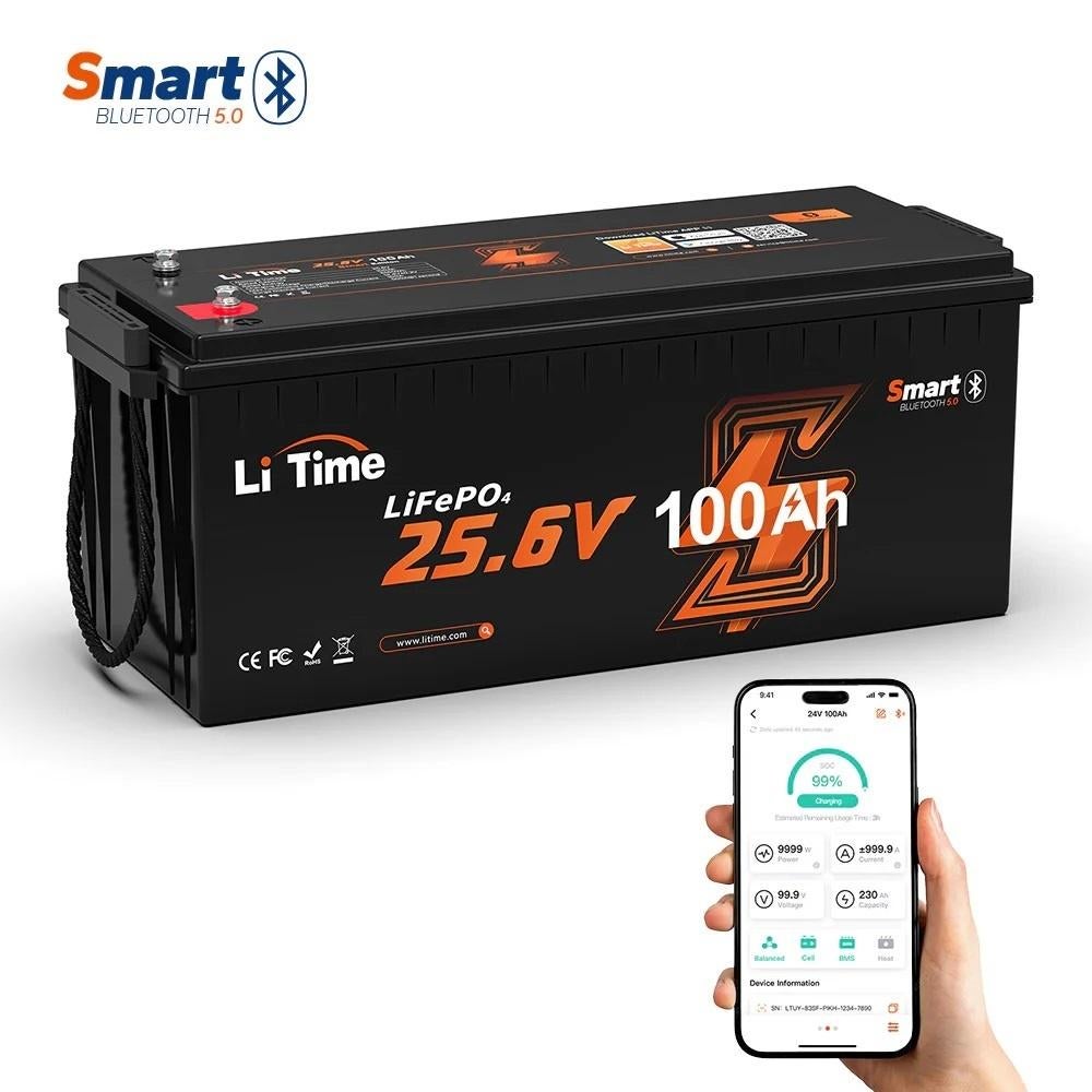 4 x LiTime 25.6 V 100Ah LifePO4 (lithium) accu's, Auto-onderdelen, Ophalen, Gebruikt, Smart
