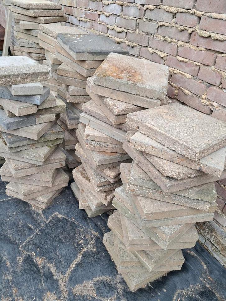 Gratis stoeptegels, Tuin en Terras, Tegels en Klinkers, Gebruikt, Terrastegels, Beton, Ophalen