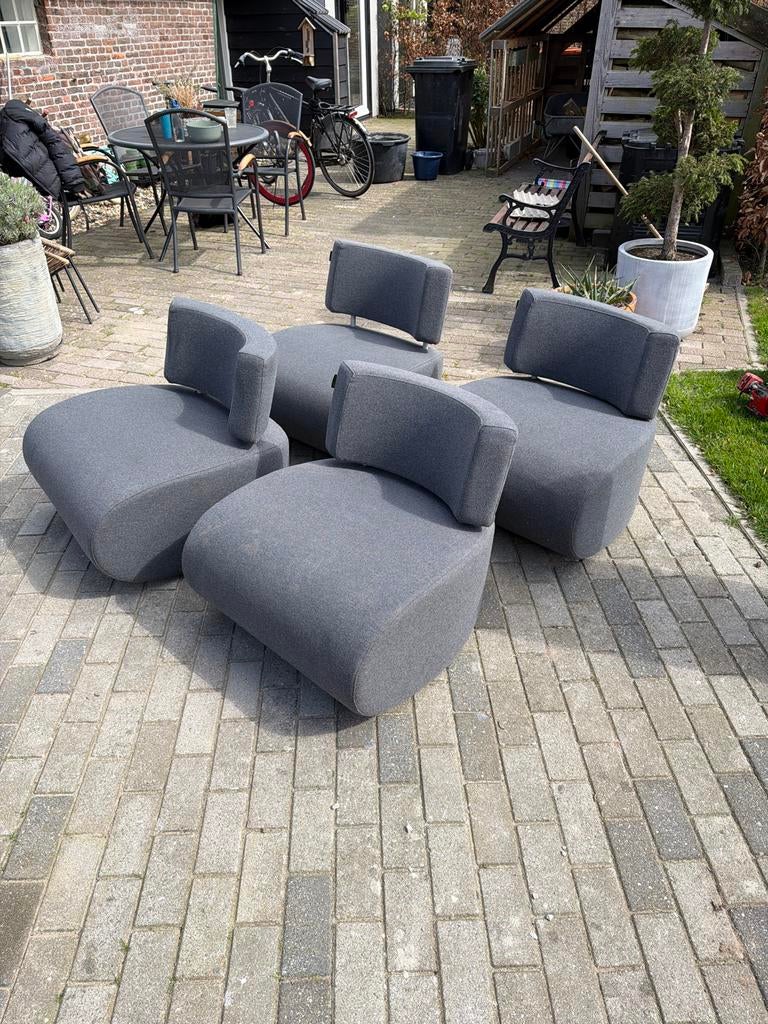 2x - Softline loungestoel Apollo Grijs, Ophalen, Gebruikt, 75 tot 100 cm, Stof