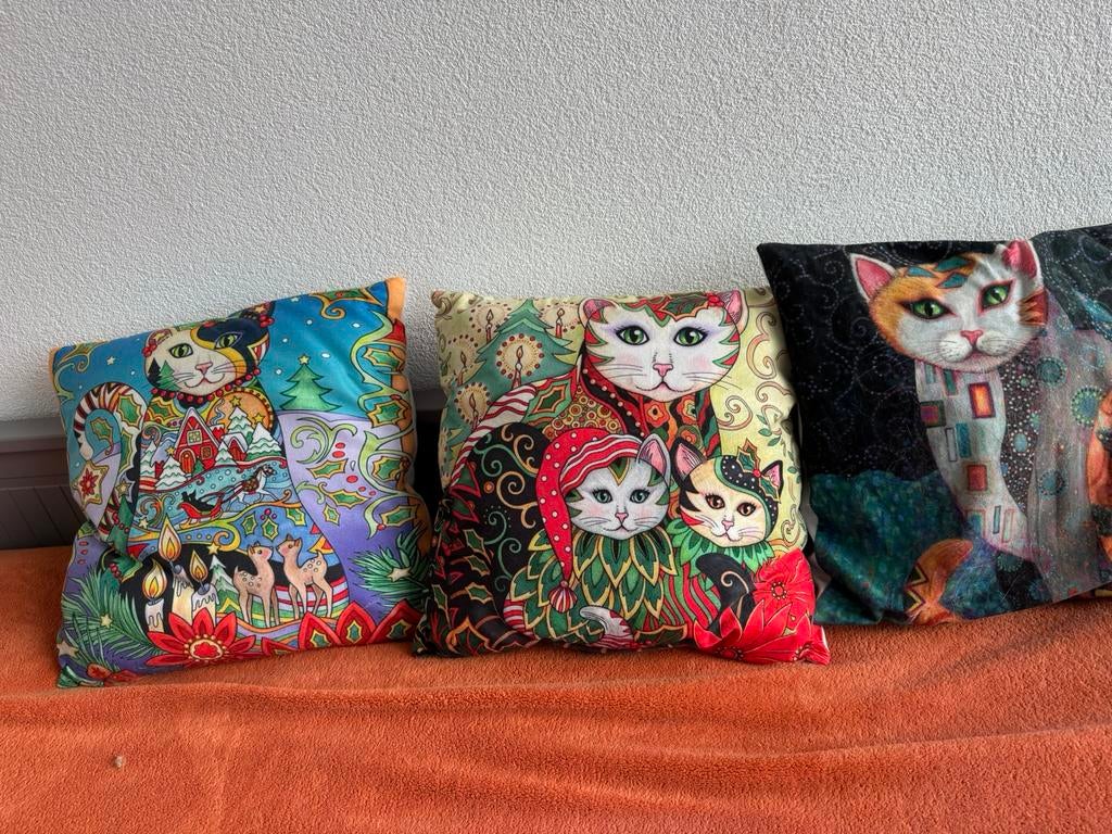 12 poezenkussen, Ophalen of Verzenden, Zo goed als nieuw, Wit, Vierkant