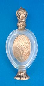 Kristallen parfumflesje met zilver, Antiek en Kunst, Ophalen of Verzenden, Zilver