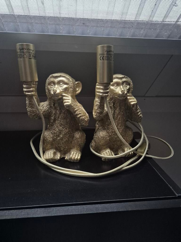 2x tafellamp aap goud light and living, Ophalen of Verzenden, Zo goed als nieuw, Overige materialen, Minder dan 50 cm