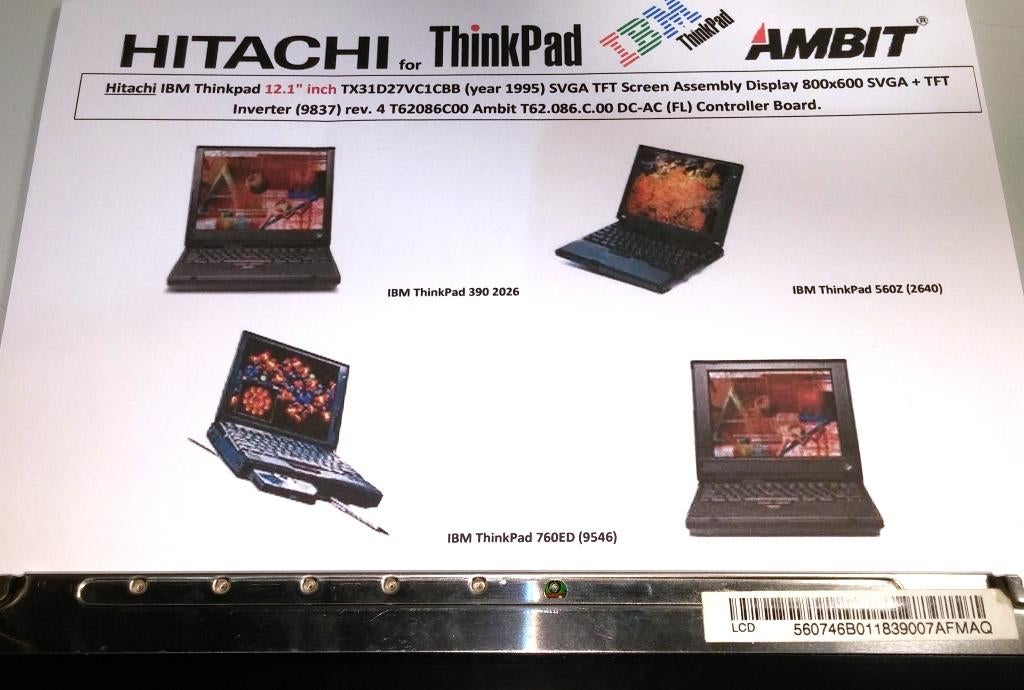 Hitachi TX31D27VC1CBB 12.1 TFT IBM Thinkpad Acer T62086C00, Touchscreen, Refurbished, Ophalen of Verzenden, Overige typen