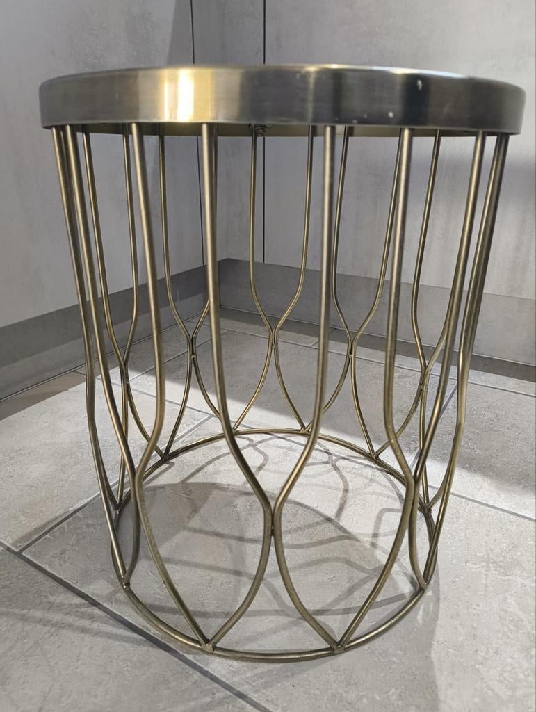 Messing bijzettafel - Modern design, Ophalen, Minder dan 45 cm, Minder dan 55 cm, Metaal of Aluminium