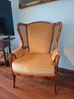 Fauteuil, stof en rotan, Huis en Inrichting, Fauteuils, Ophalen, Gebruikt, 75 tot 100 cm, Stof