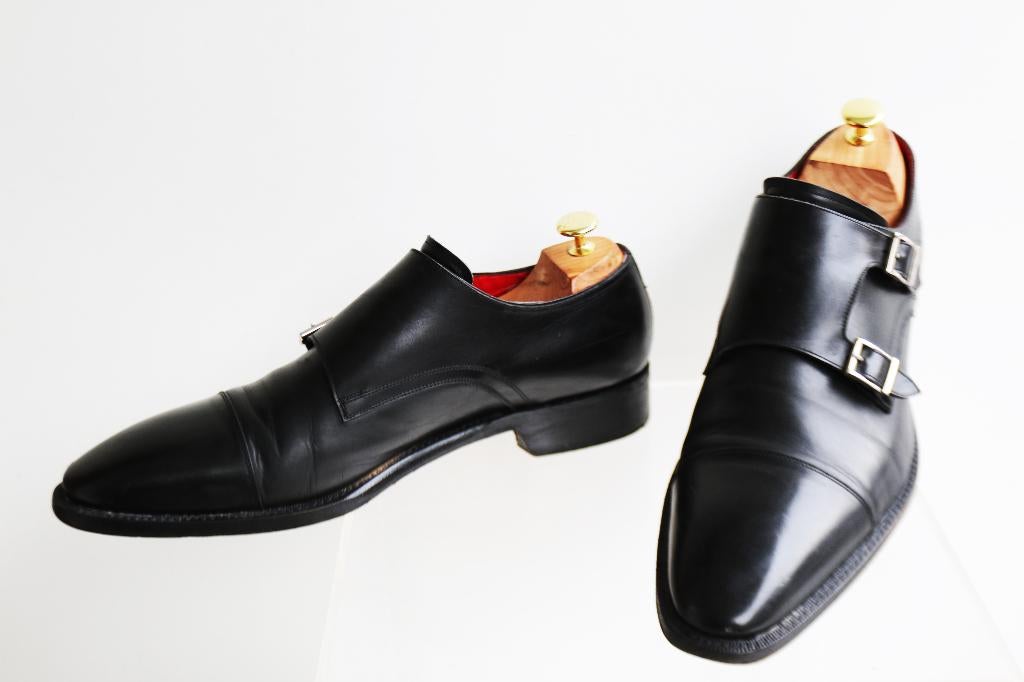 Santoni Goodyear per Oger dubbele monks in maat 11.5 F = 46, Zwart, Santoni Goodyear, Ophalen of Verzenden, Gespschoenen