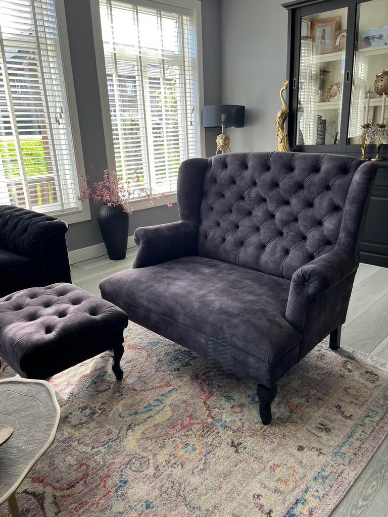 Loveseat en hocker, Ophalen, Gebruikt, 75 tot 100 cm, Landelijk