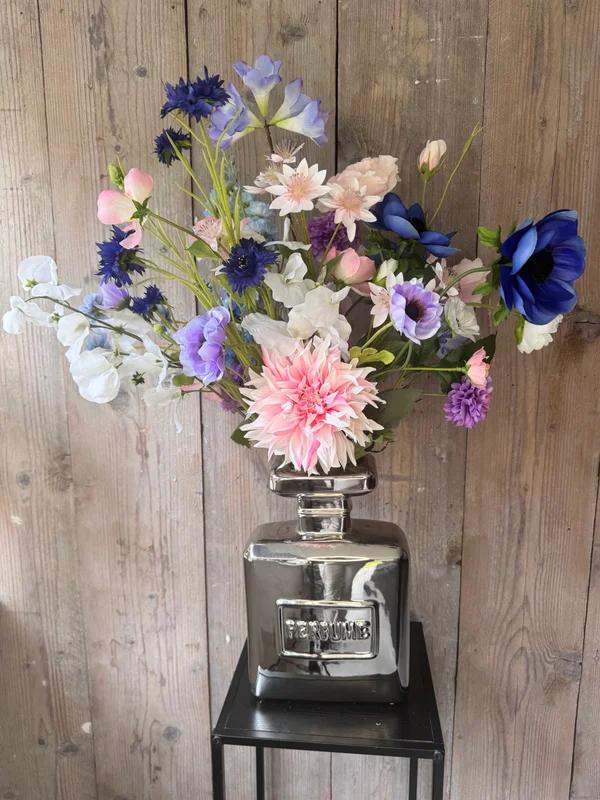 Boeket met vaas, Huis en Inrichting, Woonaccessoires | Kunstplanten en Kunstbloemen, Ophalen of Verzenden, Zo goed als nieuw