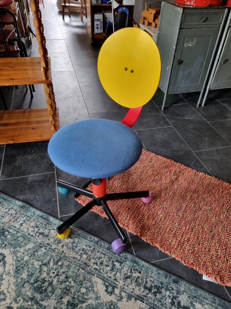 Vintage Ikea Pop Art Memphis bureaustoel, Ophalen, Zwart