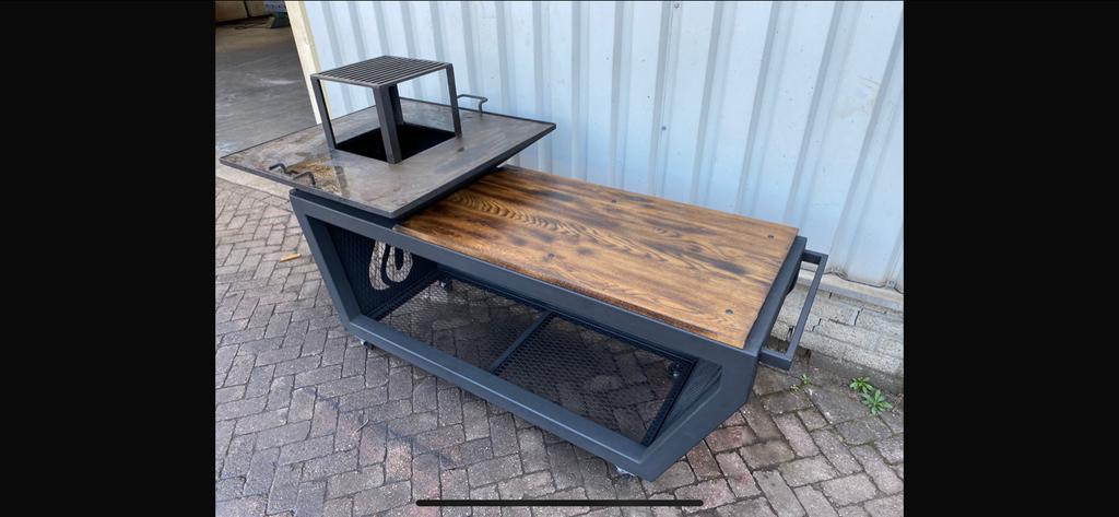 Mobiele buitenkeuken met grill en werkblad, Ophalen, Nieuw, Houtskool, Vrijstaand