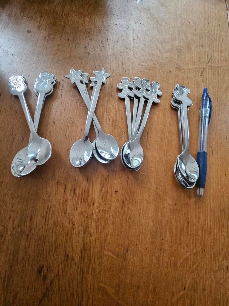 Kerst taartvorkjes lepeltjes rvs, Ophalen of Verzenden, Nieuw