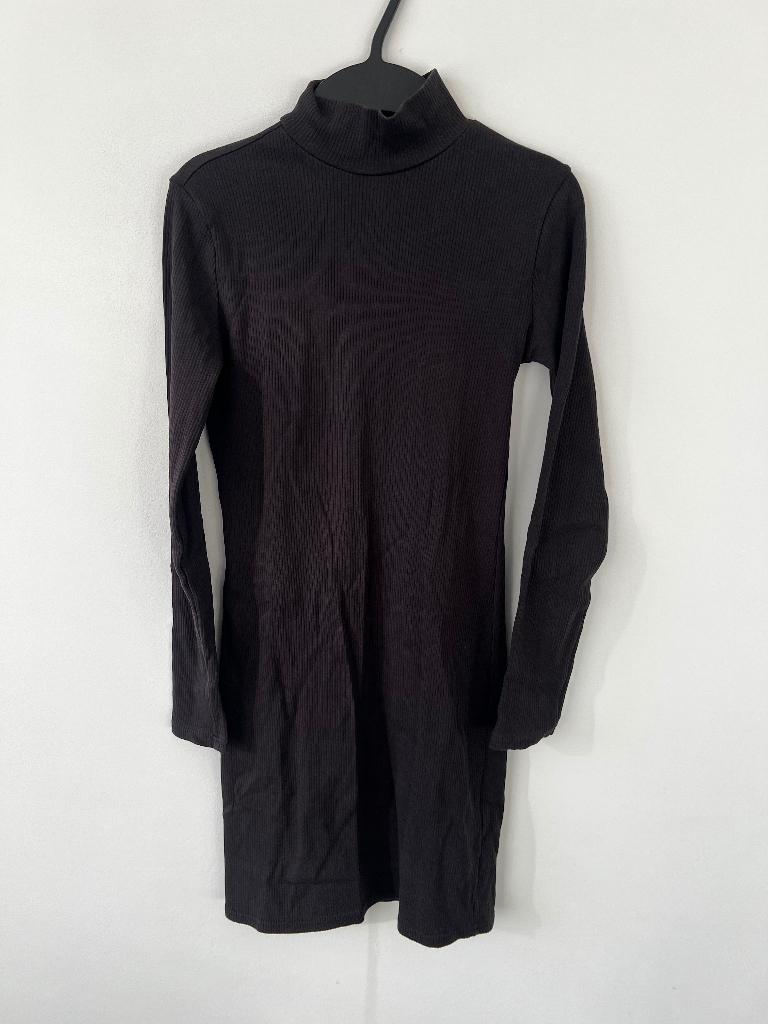 donker grijs/bruin jurkje met opstaande kol maat s hm, Maat 38/40 (M), H&M, Ophalen of Verzenden, Zo goed als nieuw