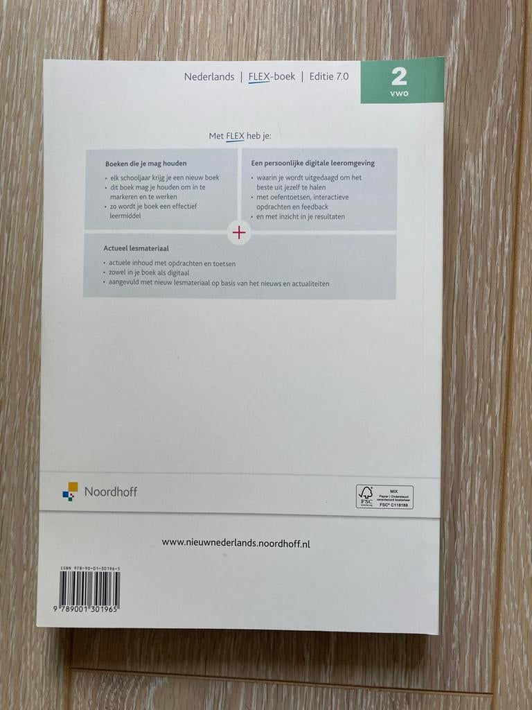 Nieuw Nederlands FLEX-boek 2 VWO - Editie 7.0, Boeken, Ophalen of Verzenden, Zo goed als nieuw, VWO, Nederlands