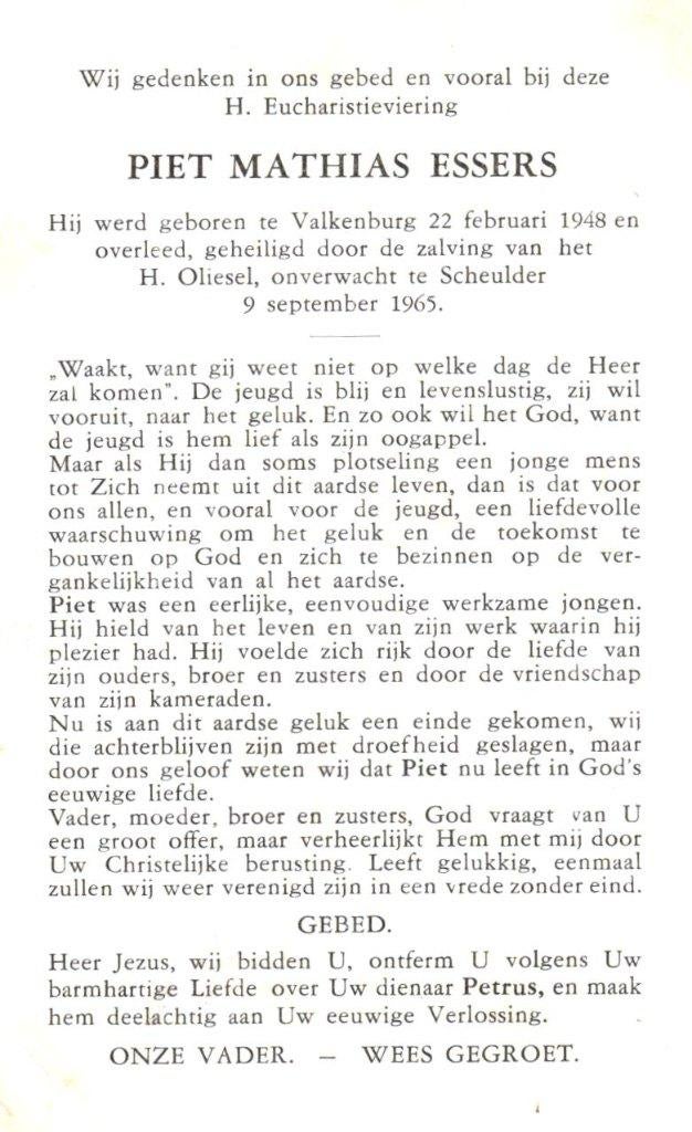 Essers Piet Mathias Valkenburg 1948-1965 Scheulder, Ophalen of Verzenden