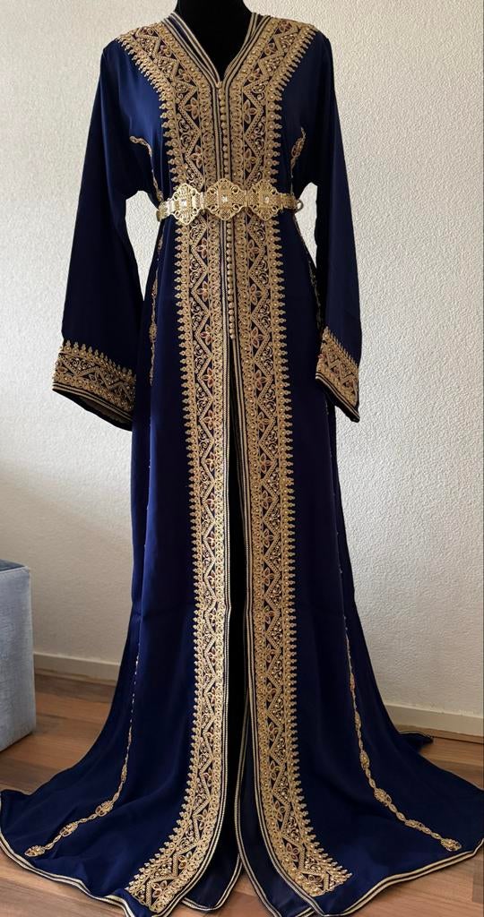 Nieuwe takshita kaftan Marokkaanse jurk M-L, Ophalen of Verzenden, Nieuw, Maat 38/40 (M), Blauw