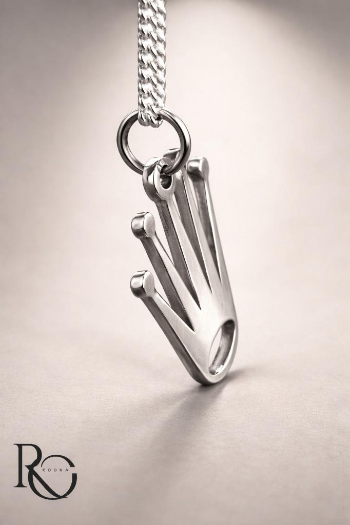 925 Zilveren Kroon Hanger met Ketting 45 cm, Nieuw, Ophalen of Verzenden, Kruis of Symbool, Zilver