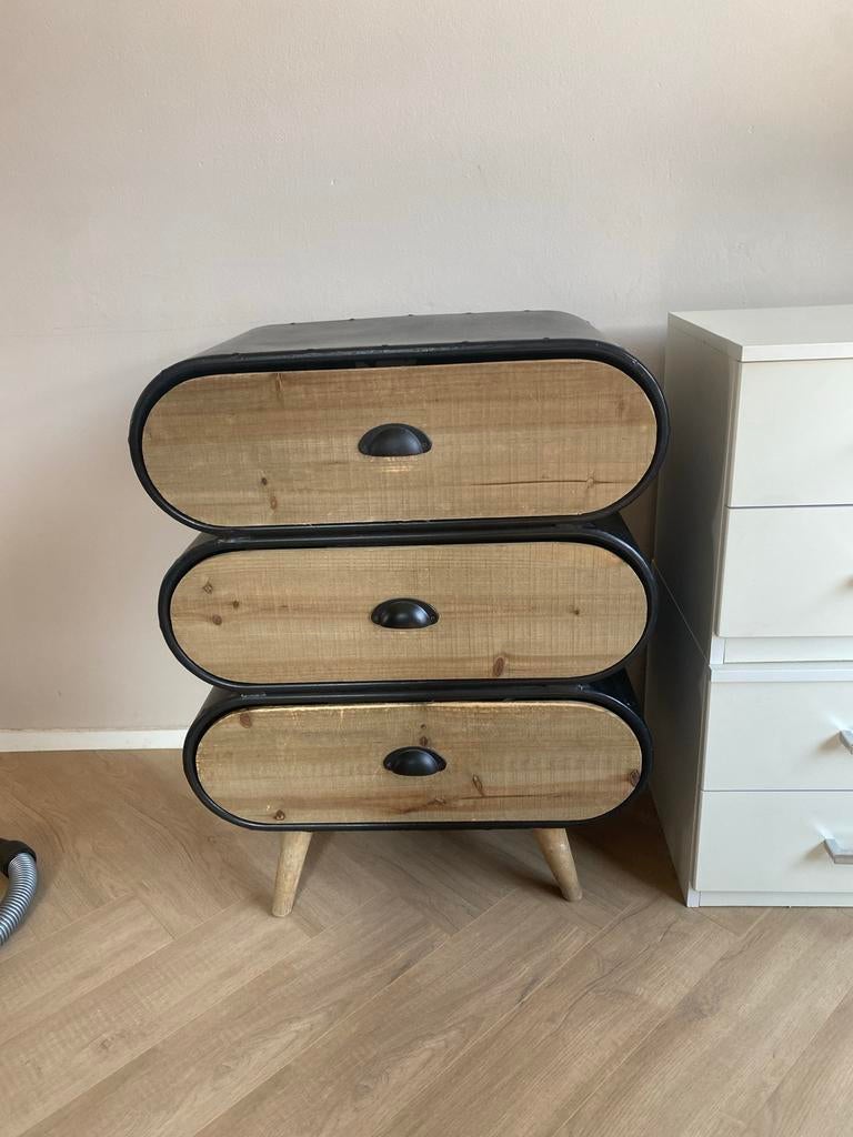 Designer kastje met 3 lades - Zwart, Huis en Inrichting, Kasten | Ladekasten, 3 of 4 laden, Ophalen, Gebruikt, Minder dan 100 cm