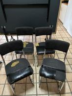 Set van 6 originele eetkamerstoelen - Gebruikt, Huis en Inrichting, Stoelen, Ophalen, Gebruikt, Zwart, Metaal