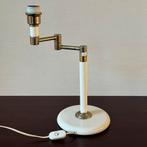 Vintage Witte Tafellamp, Schaarlamp, Bureaulamp, Ophalen of Verzenden, Gebruikt, Metaal, Minder dan 50 cm