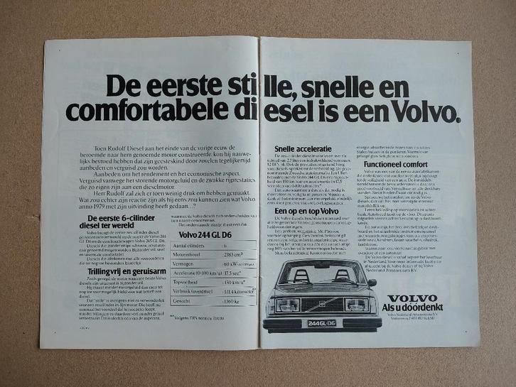 Reclame (uit oud tijdschrift) Volvo 244 GL (1980), Verzamelen, Automerken, Motoren en Formule 1, Gebruikt, Auto's, Verzenden