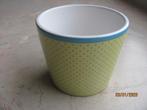 NIEUWSTAAT groen stippel RONDE porselein BLOEMPOT ø 10.5 cm, Overige materialen, Rond, Ophalen of Verzenden, Zo goed als nieuw