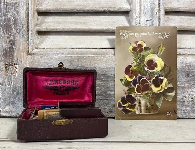 Leresche France antieke scheermes houder in origineel doosje, Antiek en Kunst, Ophalen of Verzenden