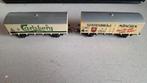 6  wagons oa carlsberg  / spatenbrau / santa fe, Wisselstroom, Gebruikt, Jouef, Wagon