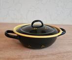 te koop: zwarte / gele emaille pan, retro vintage jaren 60, Ophalen of Verzenden