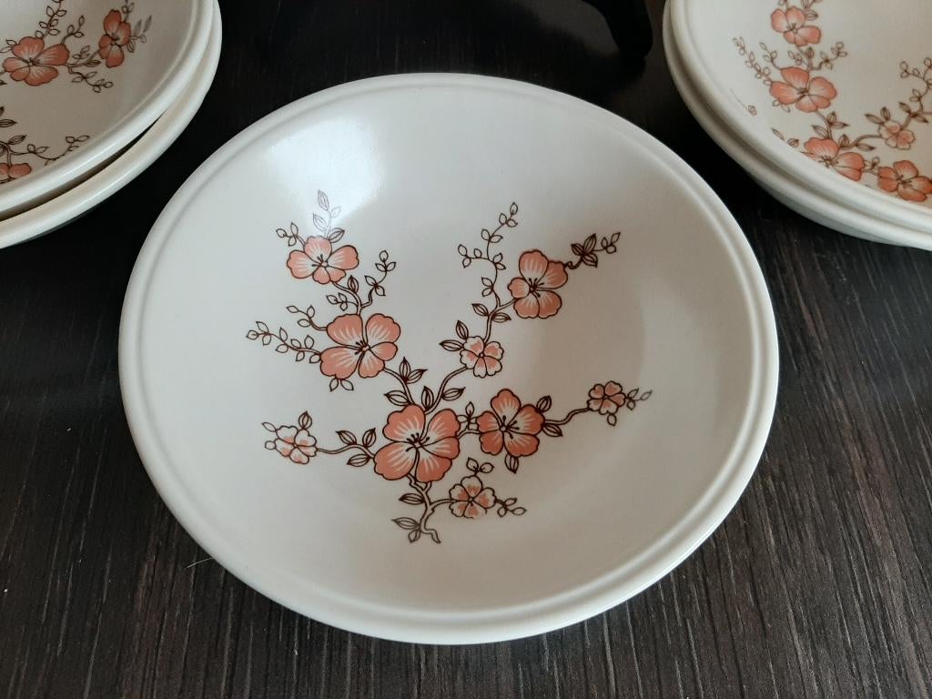 Zes vintage Bilstons schaaltjes met bloesem, Huis en Inrichting, Keuken | Servies, Ophalen of Verzenden, Overige stijlen, Aardewerk