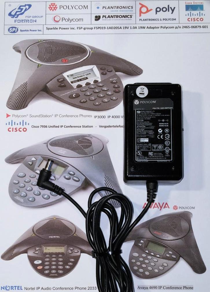 Polycom FSP019-1AD205A 19V 1A Adapter 2465-06879-601 Cisco, Telecommunicatie, Datacommunicatie en VoIP, Zo goed als nieuw, Toebehoren
