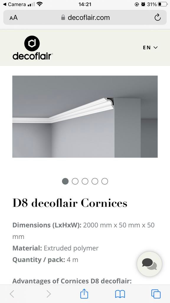 Decoflair D8 Plafondlijsten, Ophalen, Nieuw, Kunststof, Wit